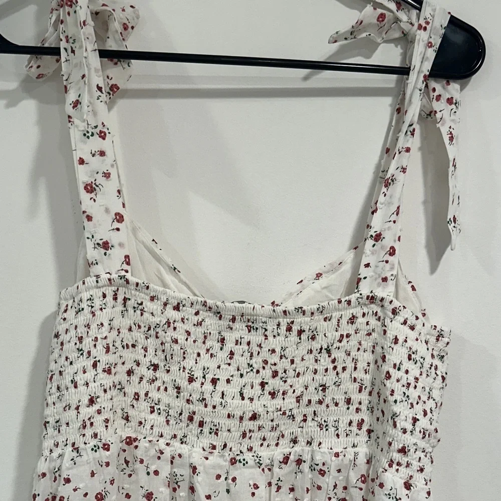 Lulu's White and Red Floral Midi Dress